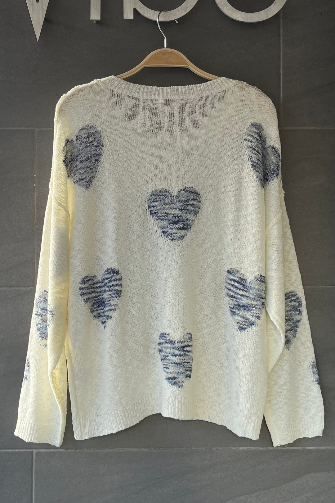 My Cozy Be My Valentine Sweater (Ivory/Navy)