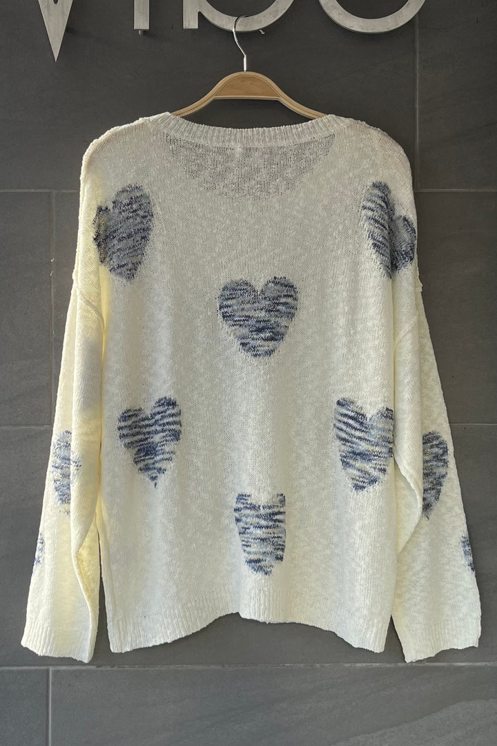 My Cozy Be My Valentine Sweater (Ivory/Navy)