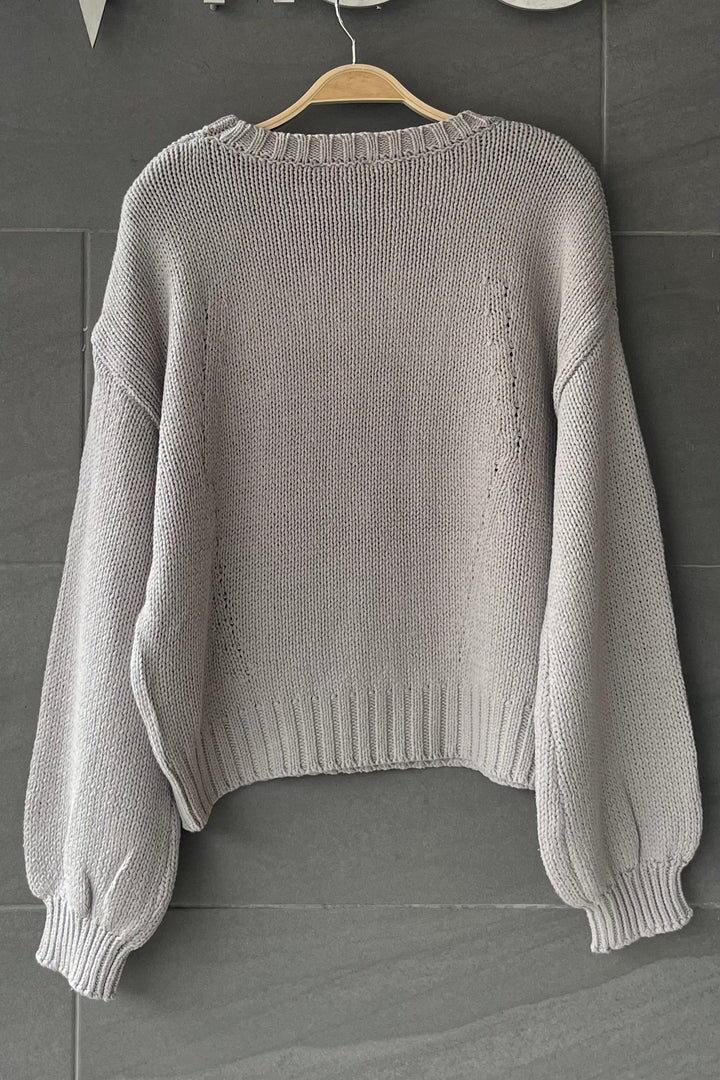 My Cozy Queen Of Hearts Sweater (Silver/Pink)