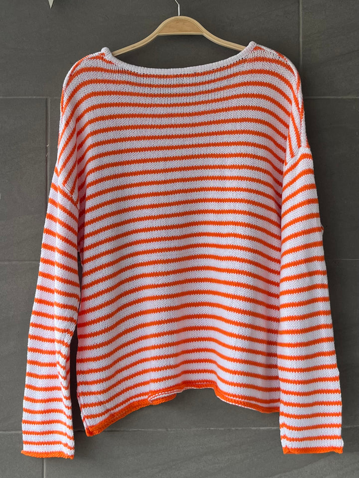 My Cozy Seraphina Striped Sweater (Orange)