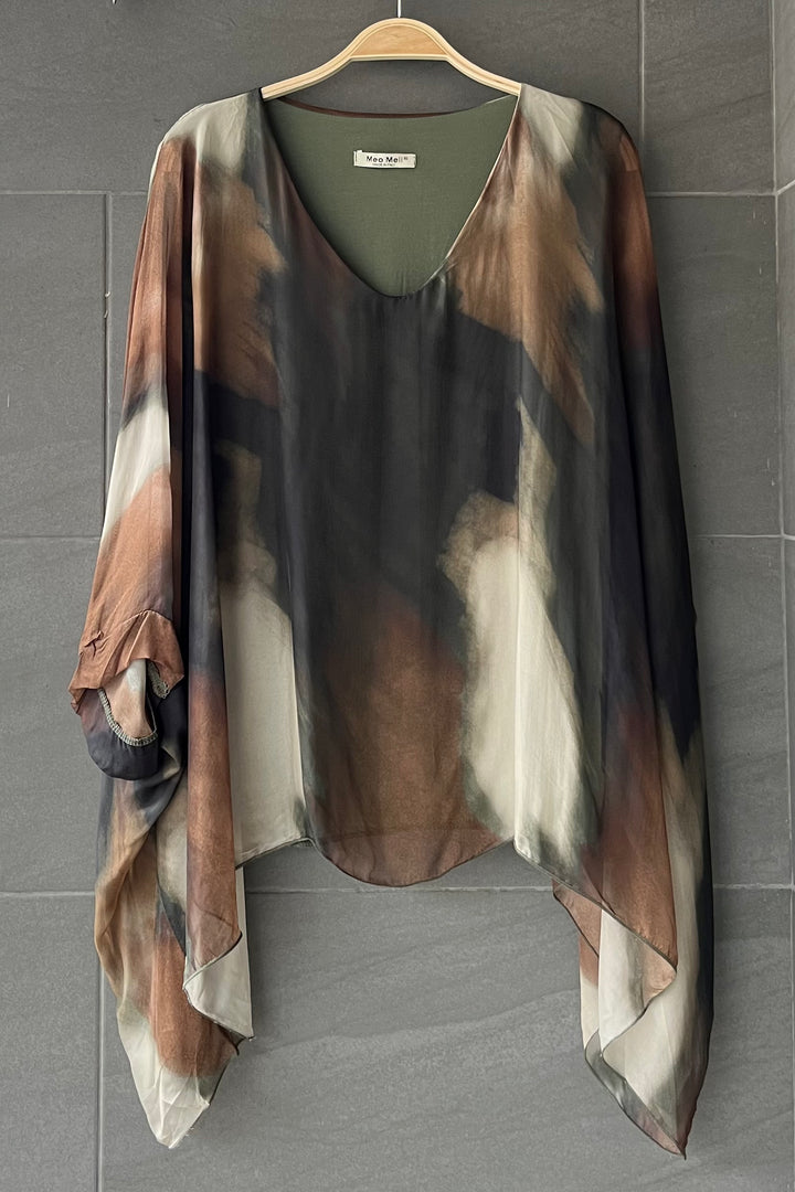 Meo Jackie Silk Blouse (Army/Coffee)