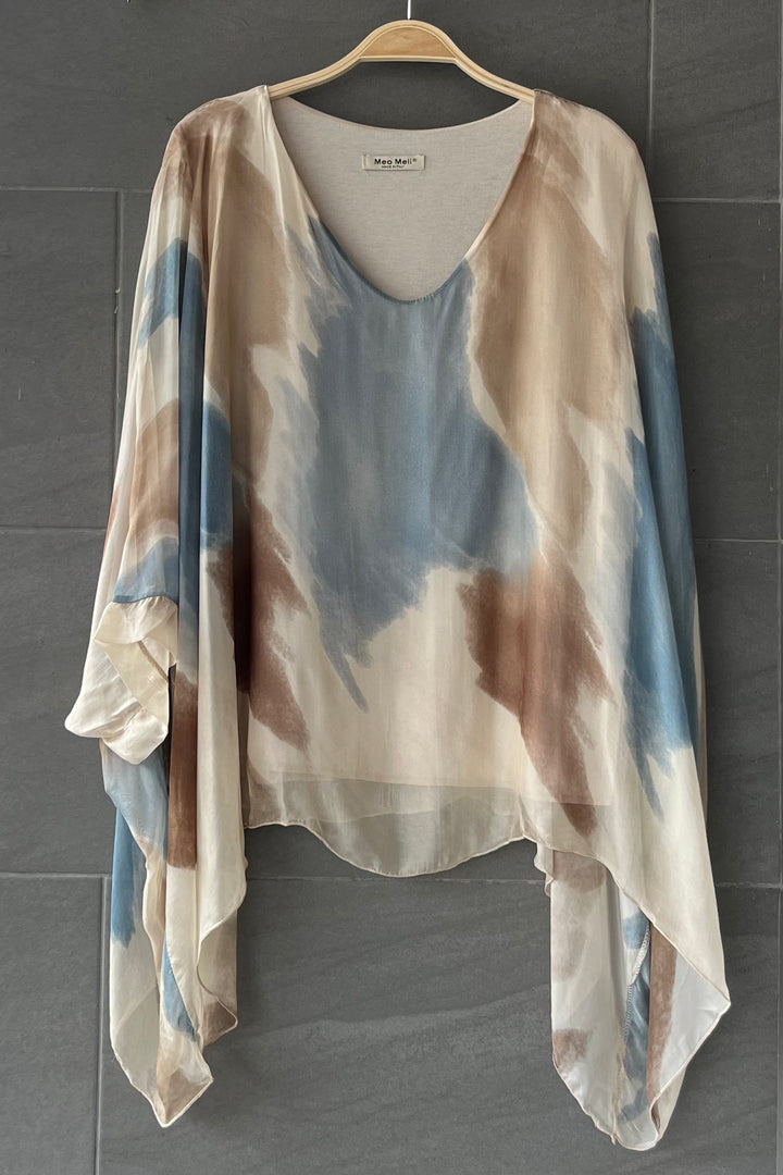 Meo Jackie Silk Blouse (Beige Tie Dye)