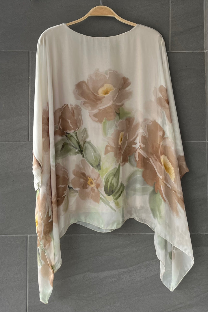 Meo Jackie Silk Blouse (Beige Floral)