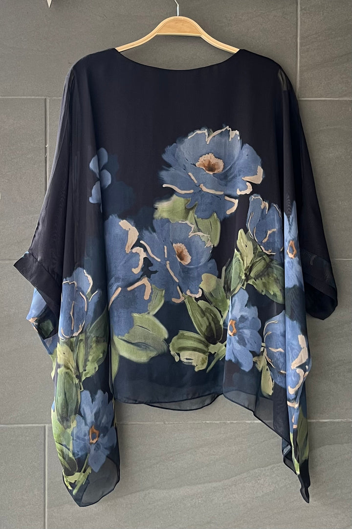 Meo Jackie Silk Blouse (Navy Floral)