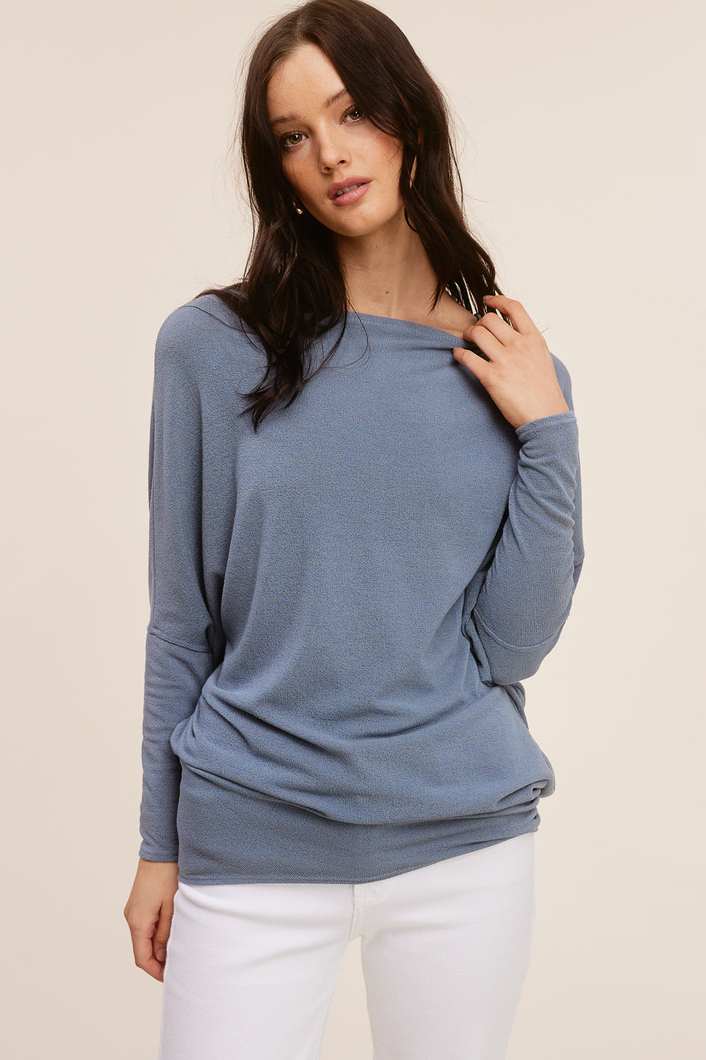 Jolie All Day Slouch Top (Blue Grey)