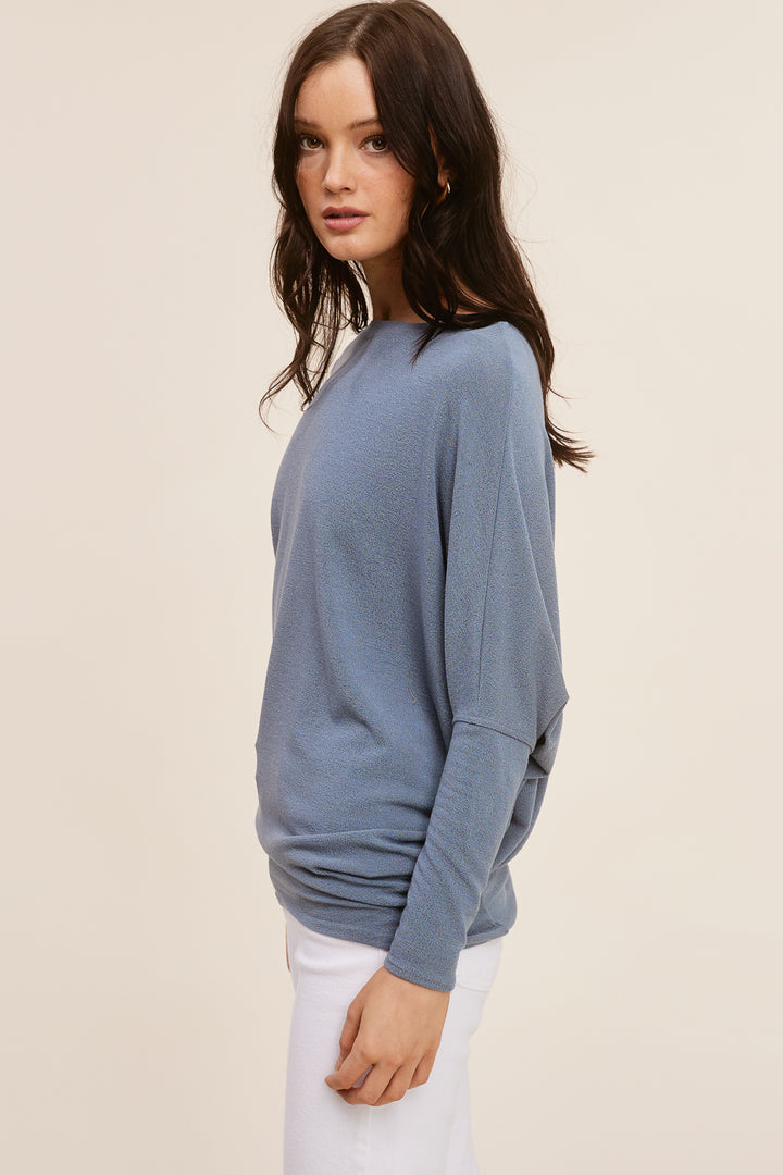 Jolie All Day Slouch Top (Blue Grey)