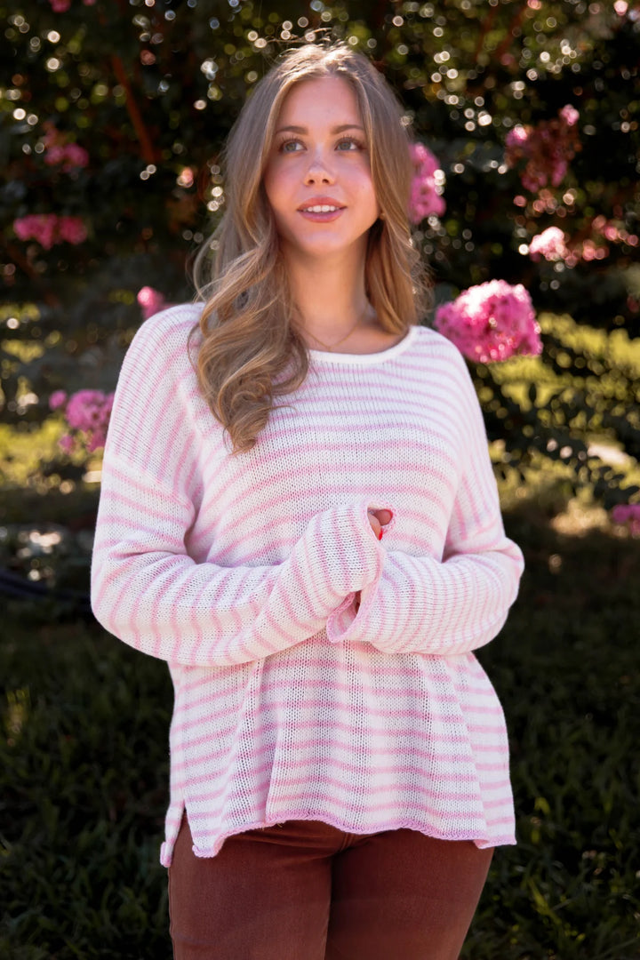 My Cozy Seraphina Striped Sweater (Blush Pink)