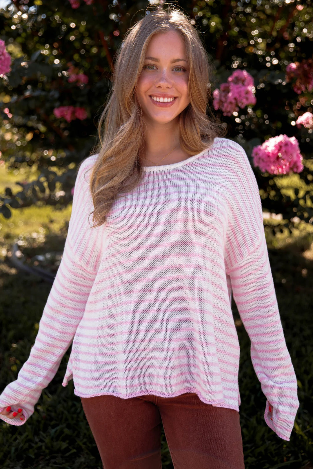 My Cozy Seraphina Striped Sweater (Blush Pink)