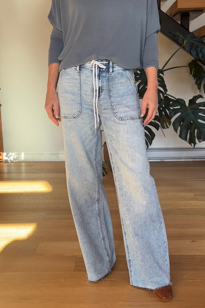 Flying Monkey Drawstring Wide Leg Jean