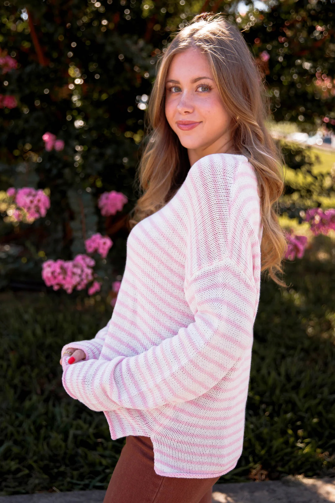 My Cozy Seraphina Striped Sweater (Blush Pink)
