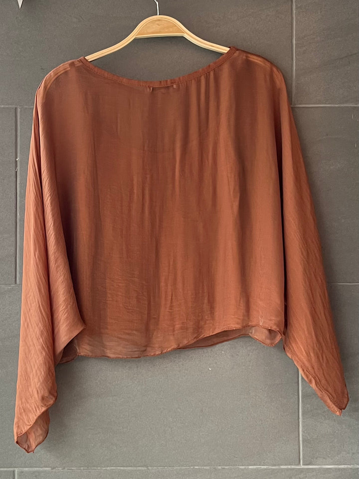 Meo Silk Dolman Top (Rust)