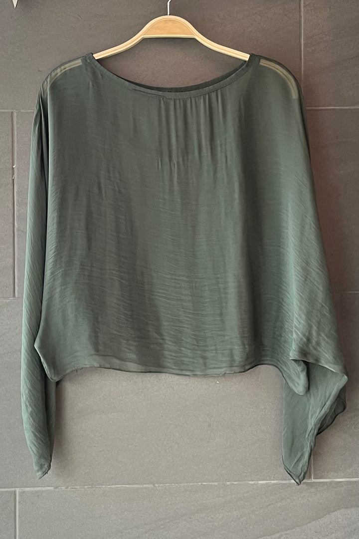 Meo Silk Dolman Top (Army Green)