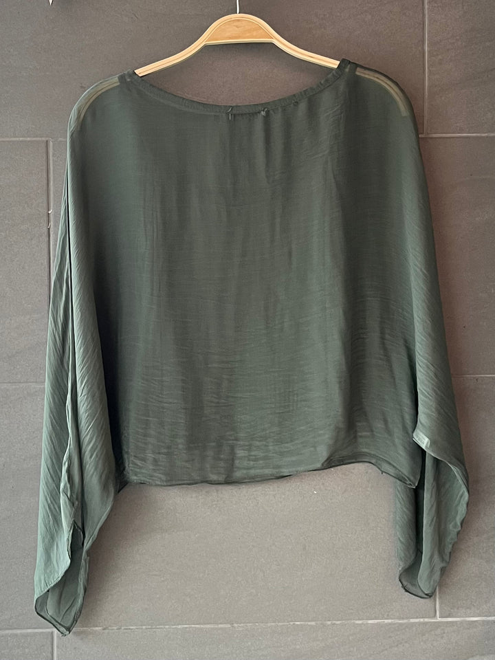 Meo Silk Dolman Top (Army Green)