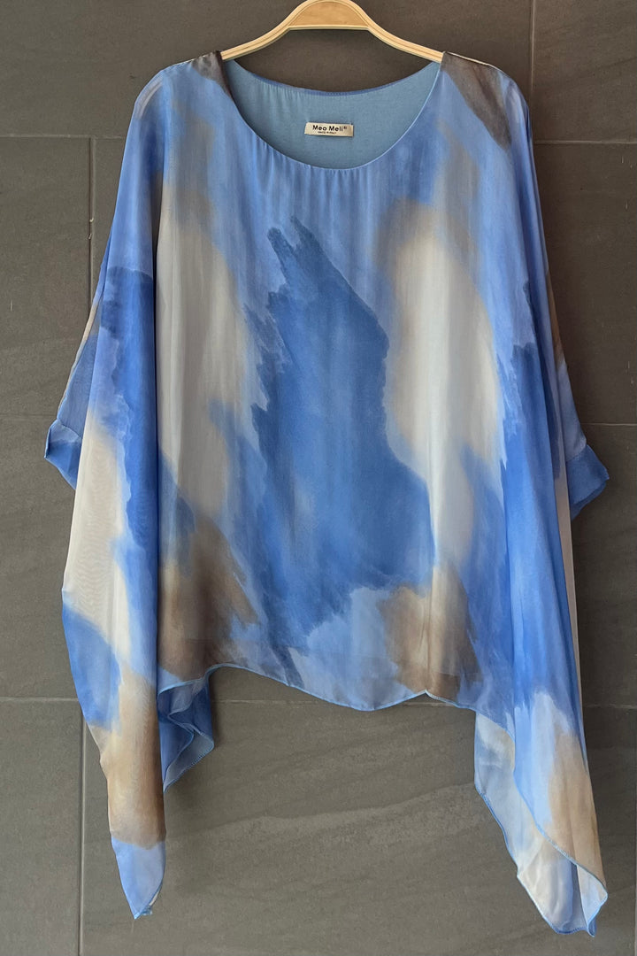 Meo Jackie Silk Blouse (Light Denim Tie Dye)