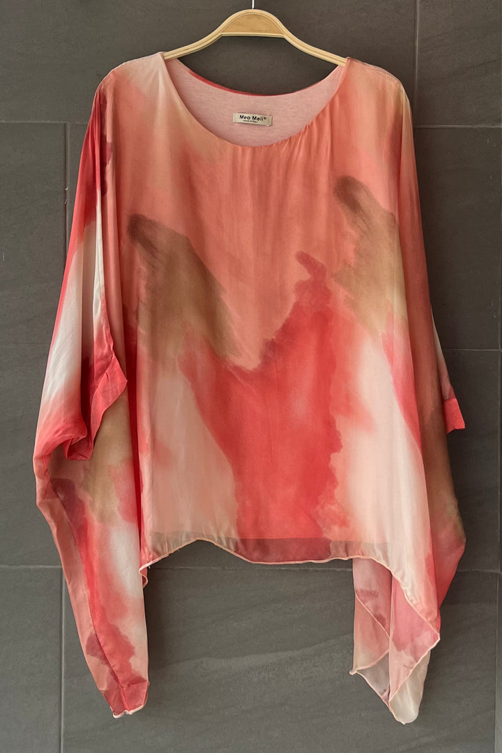 Meo Jackie Silk Blouse (Pink Tie Dye)