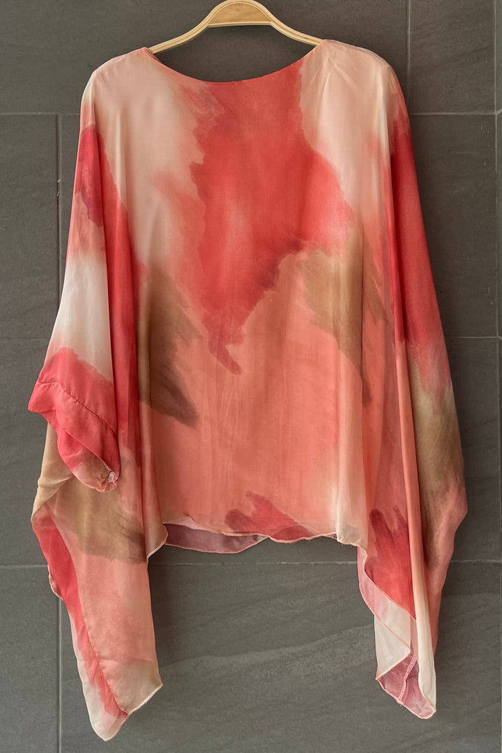 Meo Jackie Silk Blouse (Pink Tie Dye)