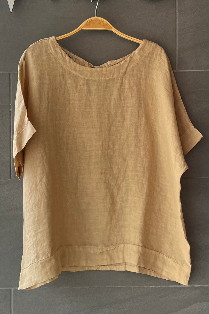 Meo Linen Tie Back Tee (Light Tan)