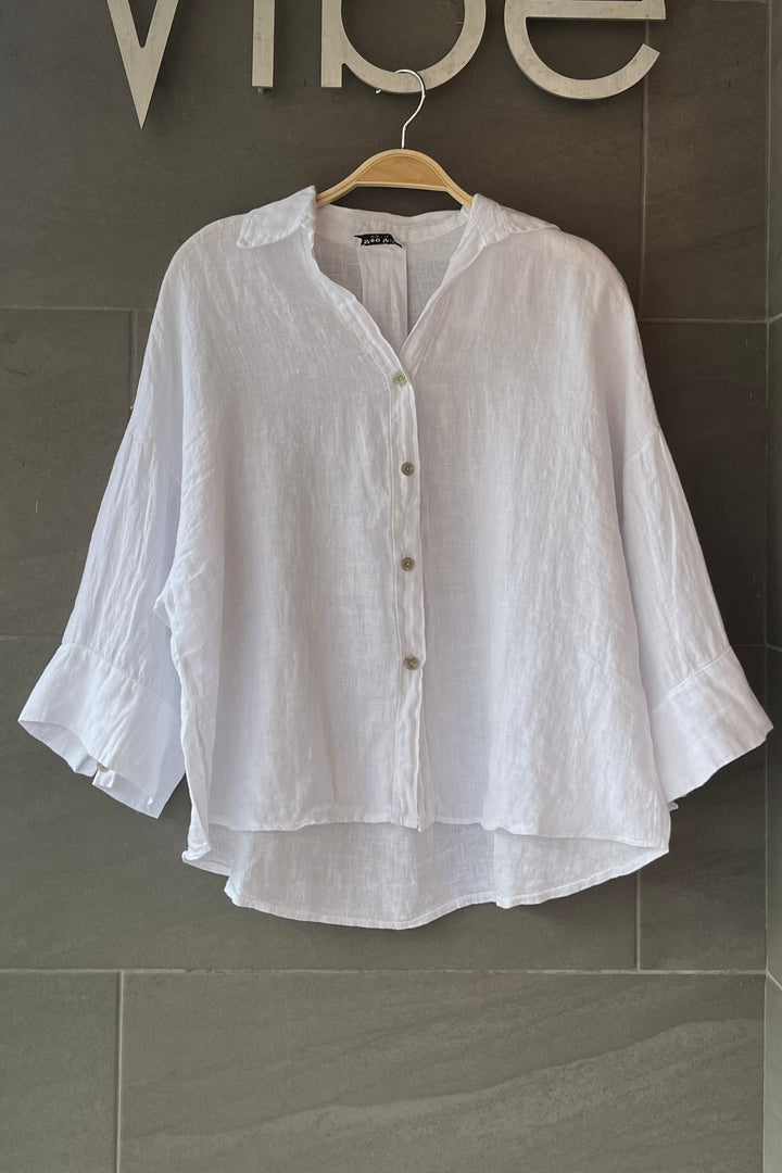 Meo Linen Rimini Button Down Shirt (White)