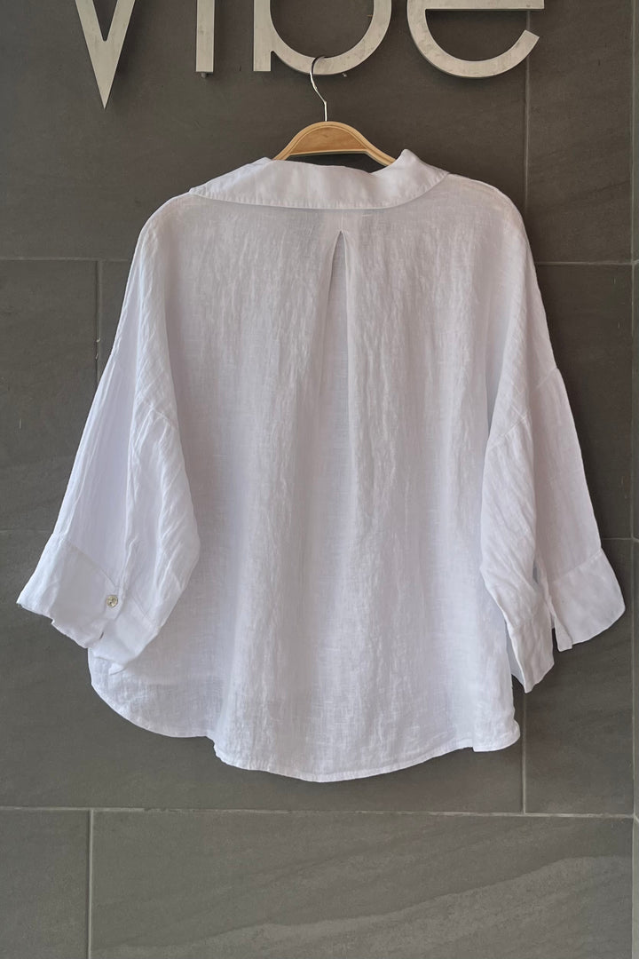 Meo Linen Rimini Button Down Shirt (White)