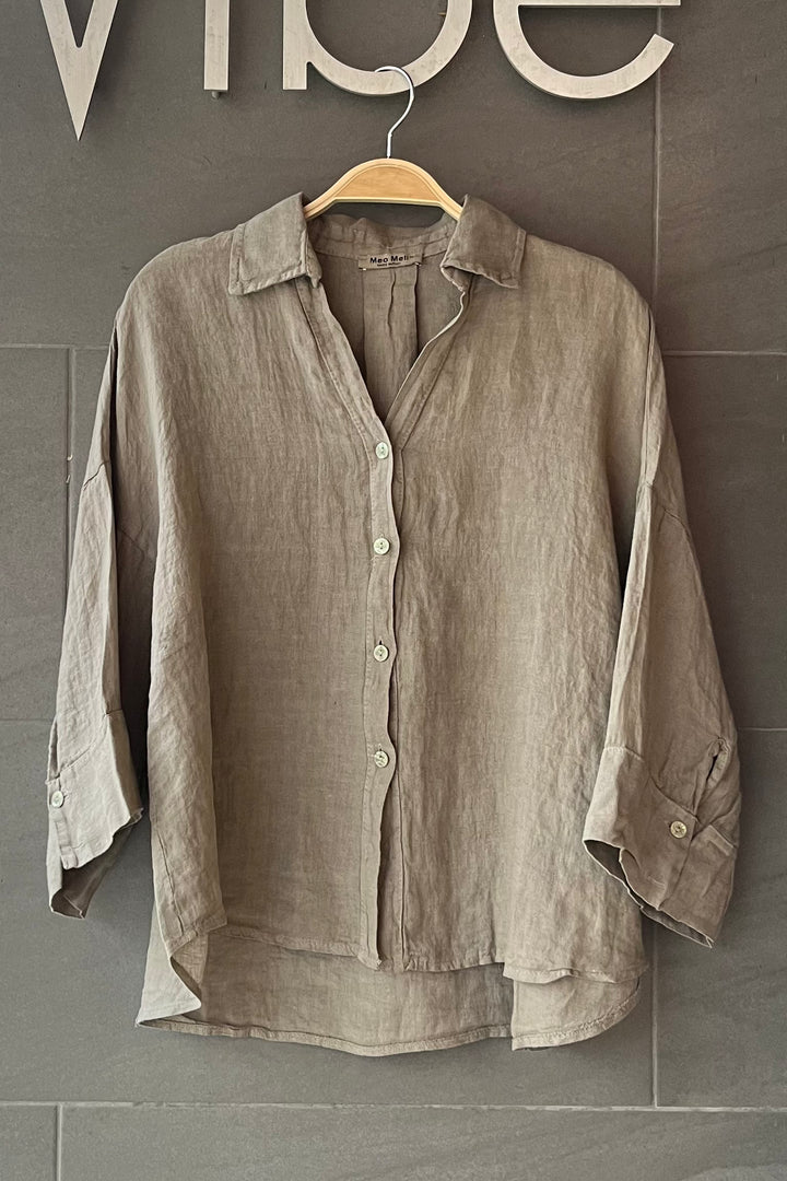 Meo Linen Rimini Button Down Shirt (Taupe)