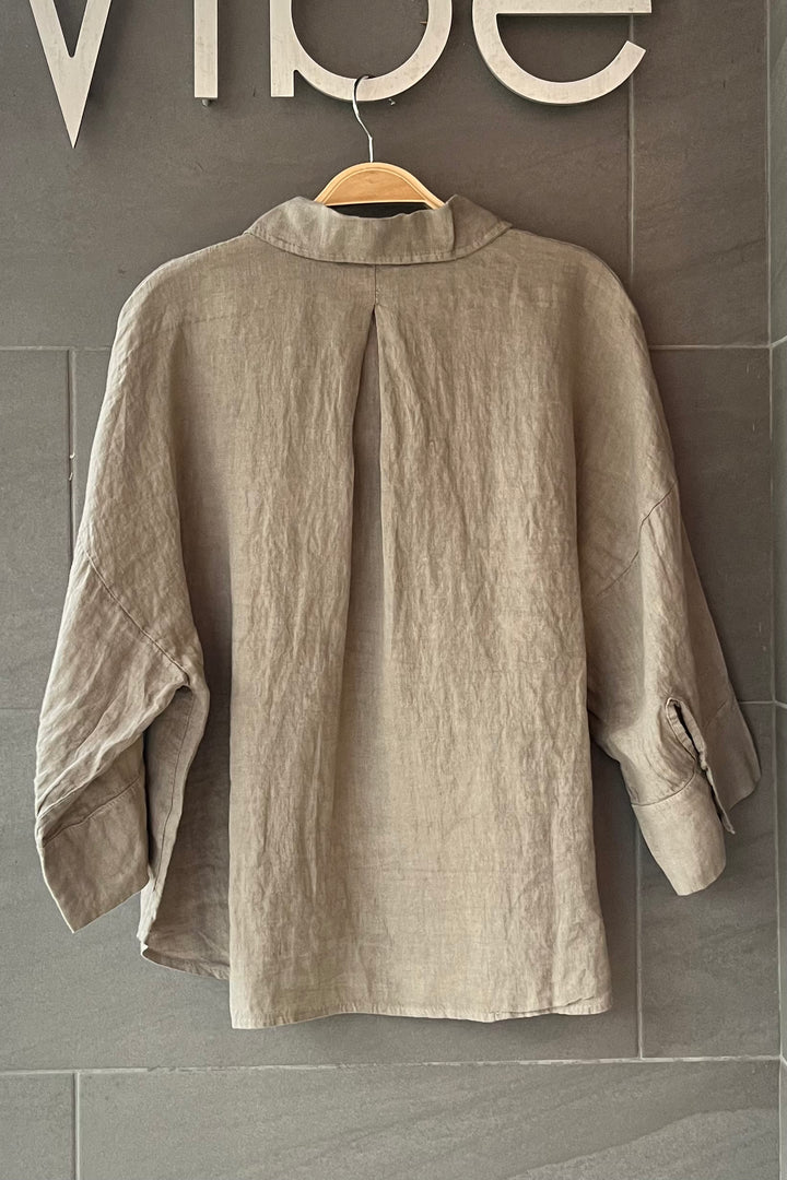 Meo Linen Rimini Button Down Shirt (Taupe)