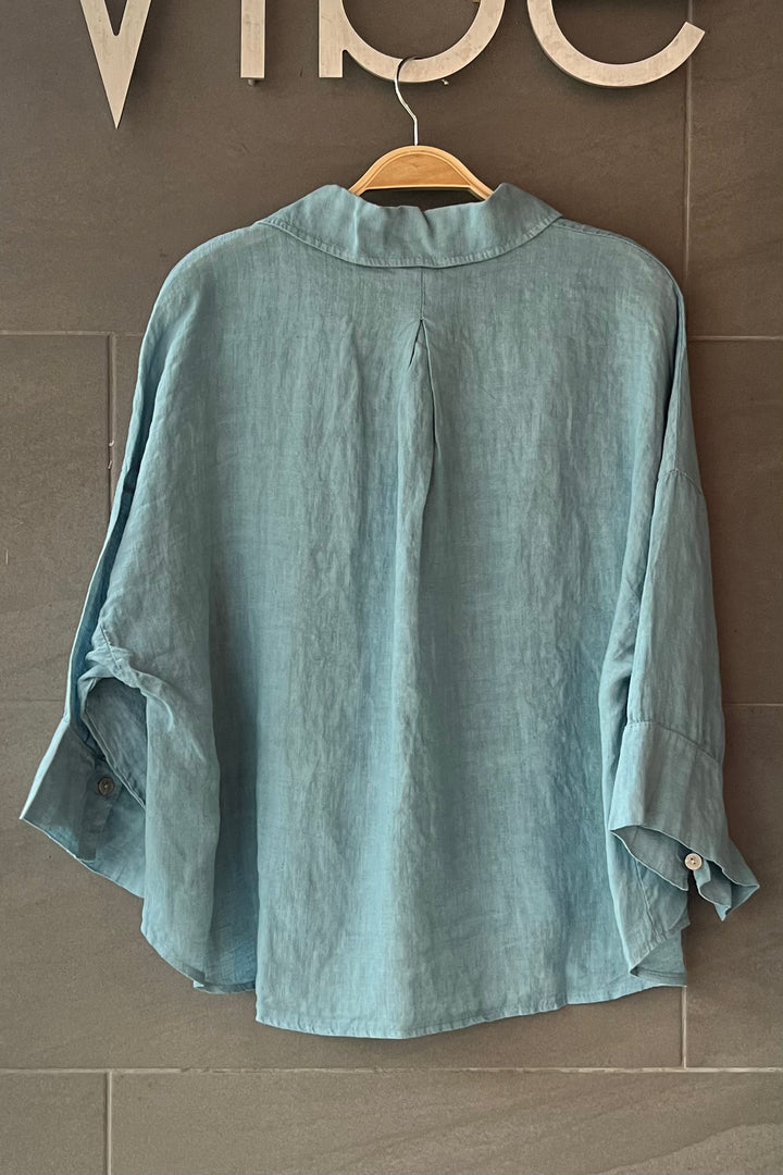 Meo Linen Rimini Button Down Shirt (Air Blue)