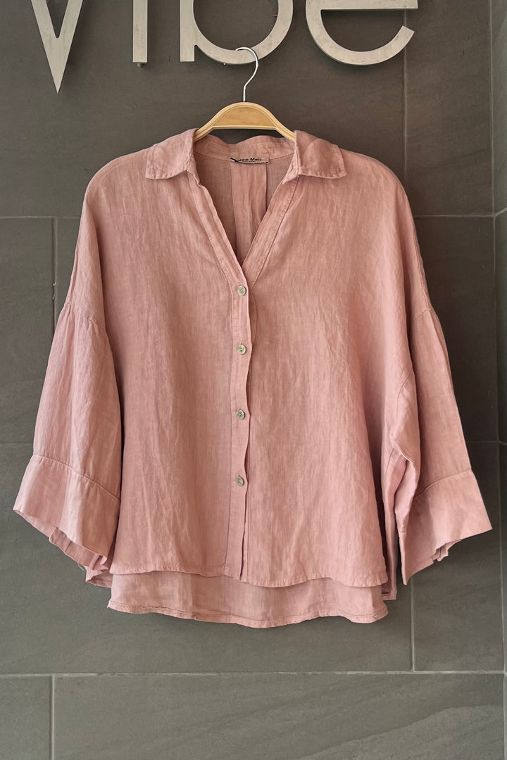 Meo Linen Rimini Button Down Shirt (Pink)