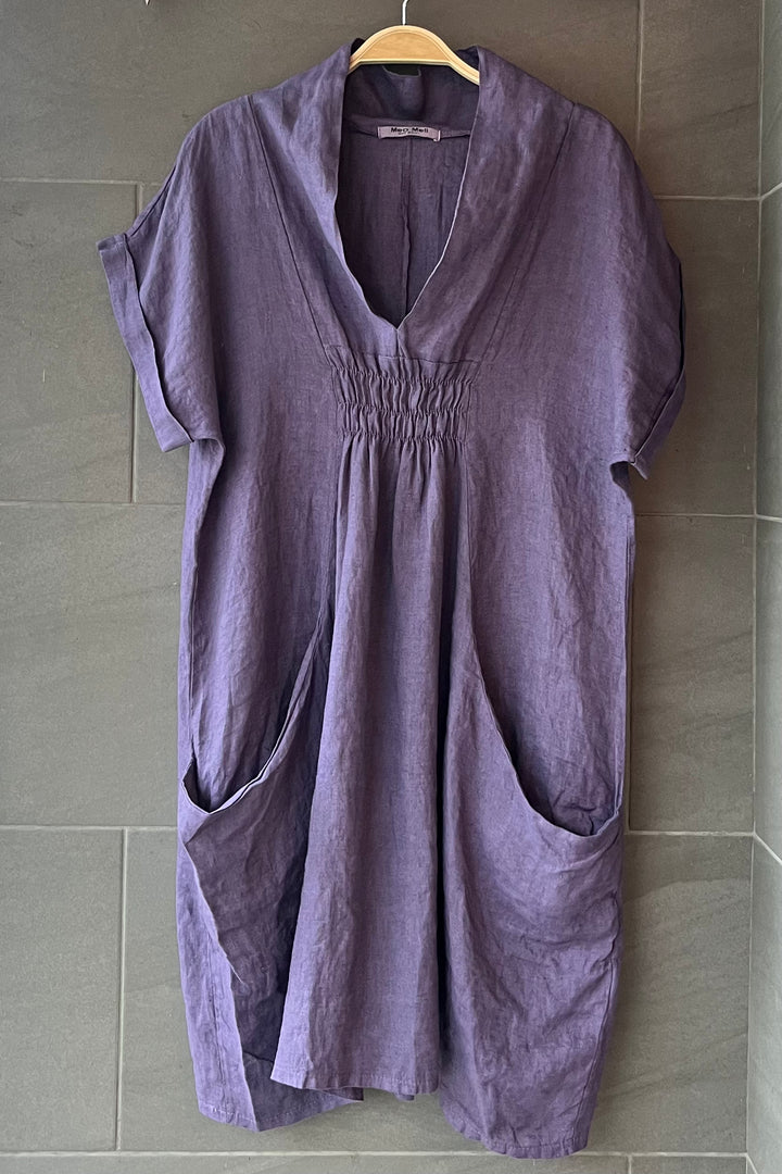 Meo Linen Pocket Dress (Purple)