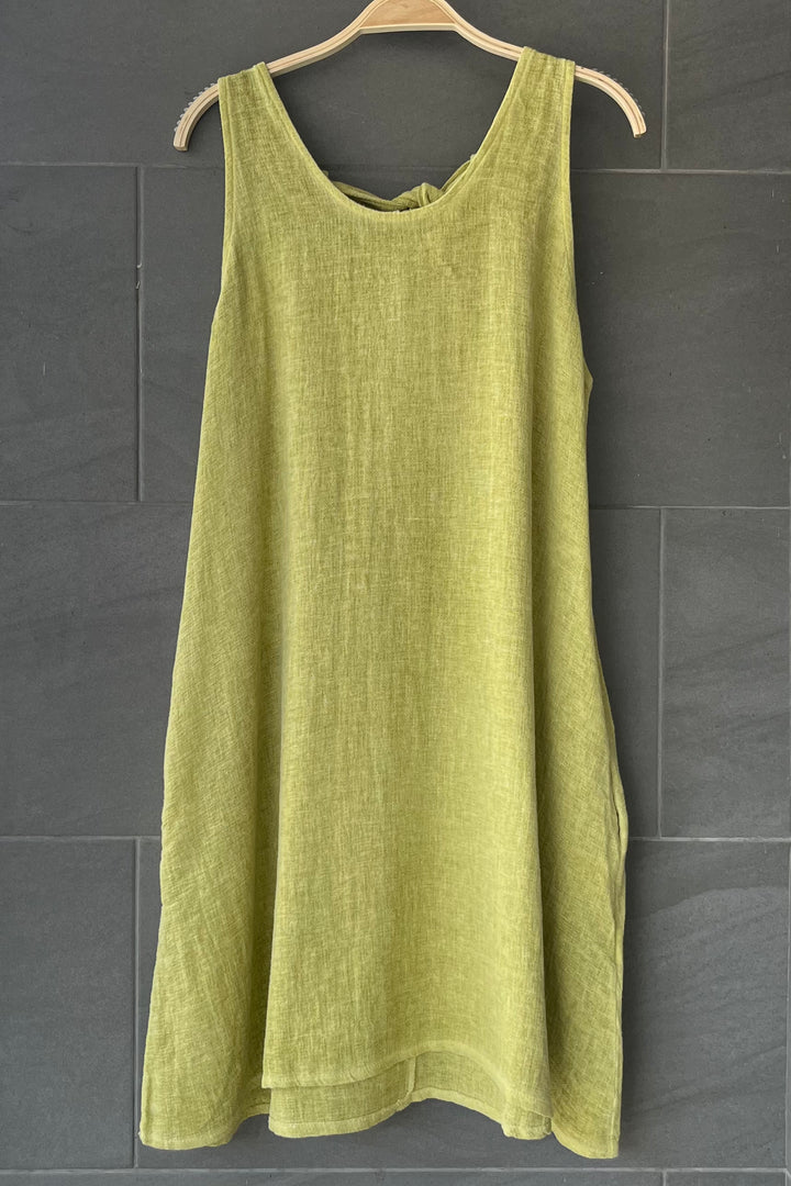 Meo Linen Tank Dress (Lime Green)