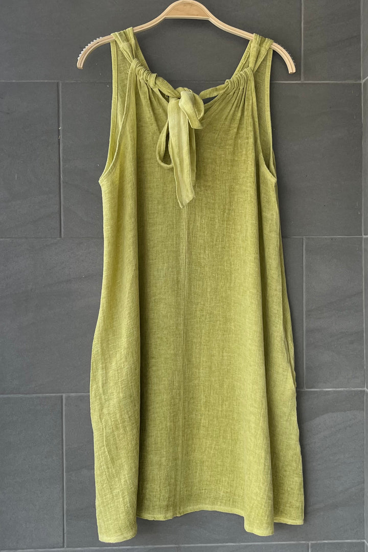 Meo Linen Tank Dress (Lime Green)