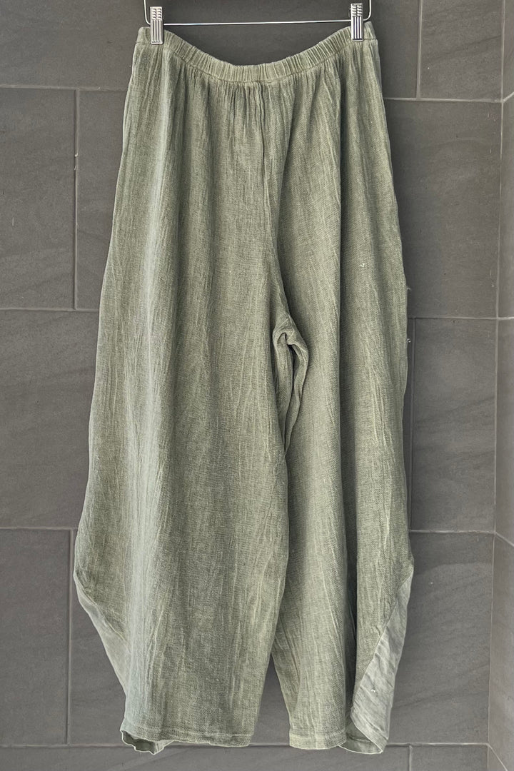 Meo Linen Barrel Pant (Olive)