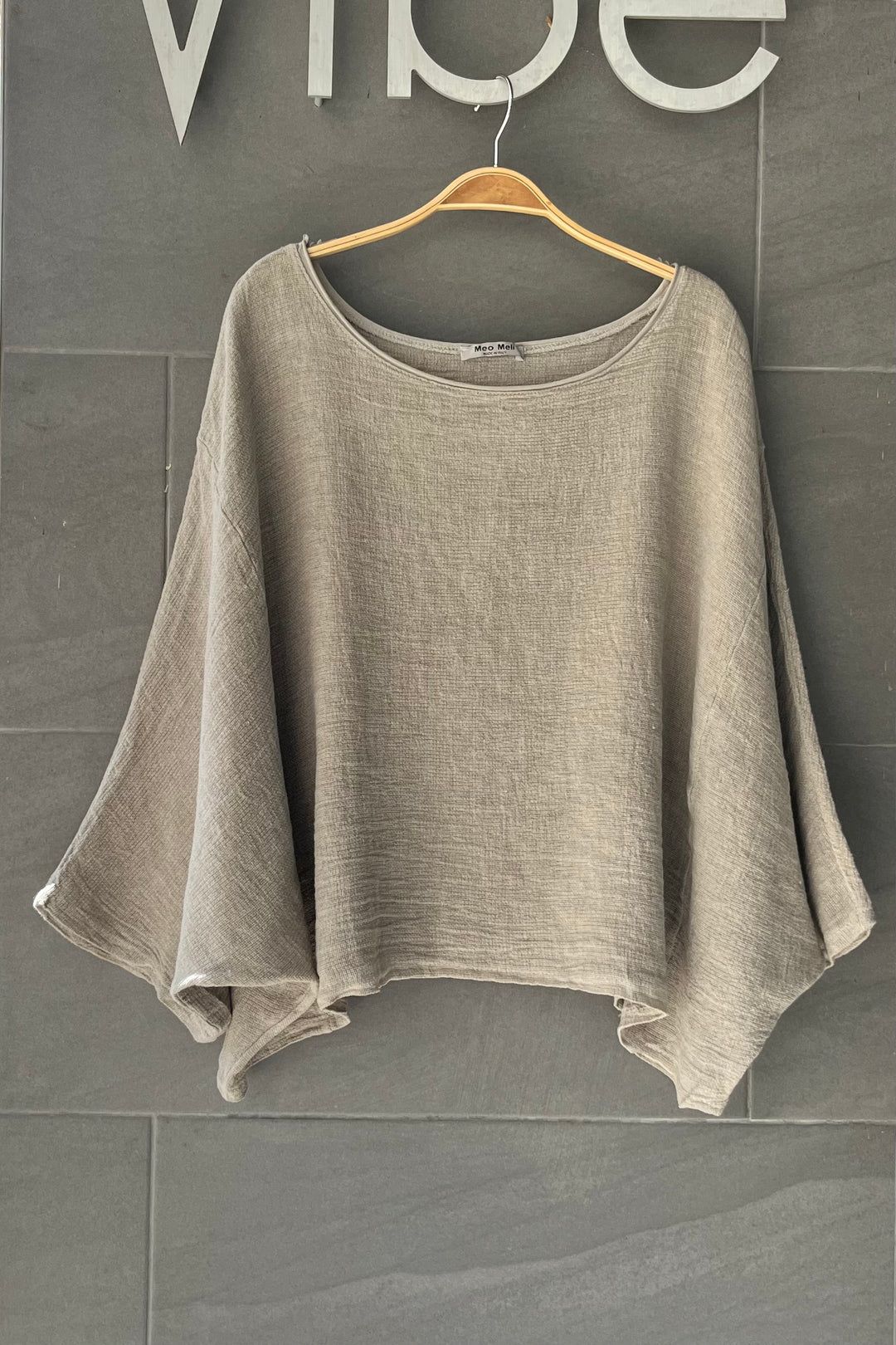 Meo Linen Boxy Dolman Tee (Taupe)
