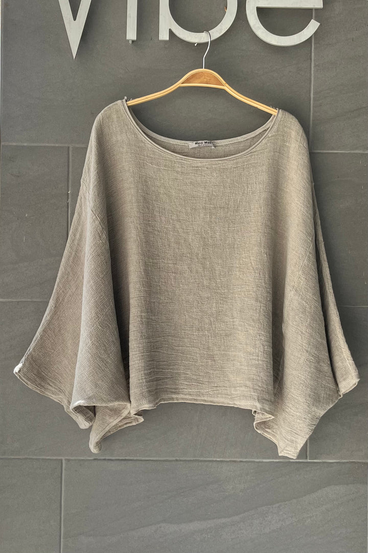 Meo Linen Boxy Dolman Tee (Taupe)
