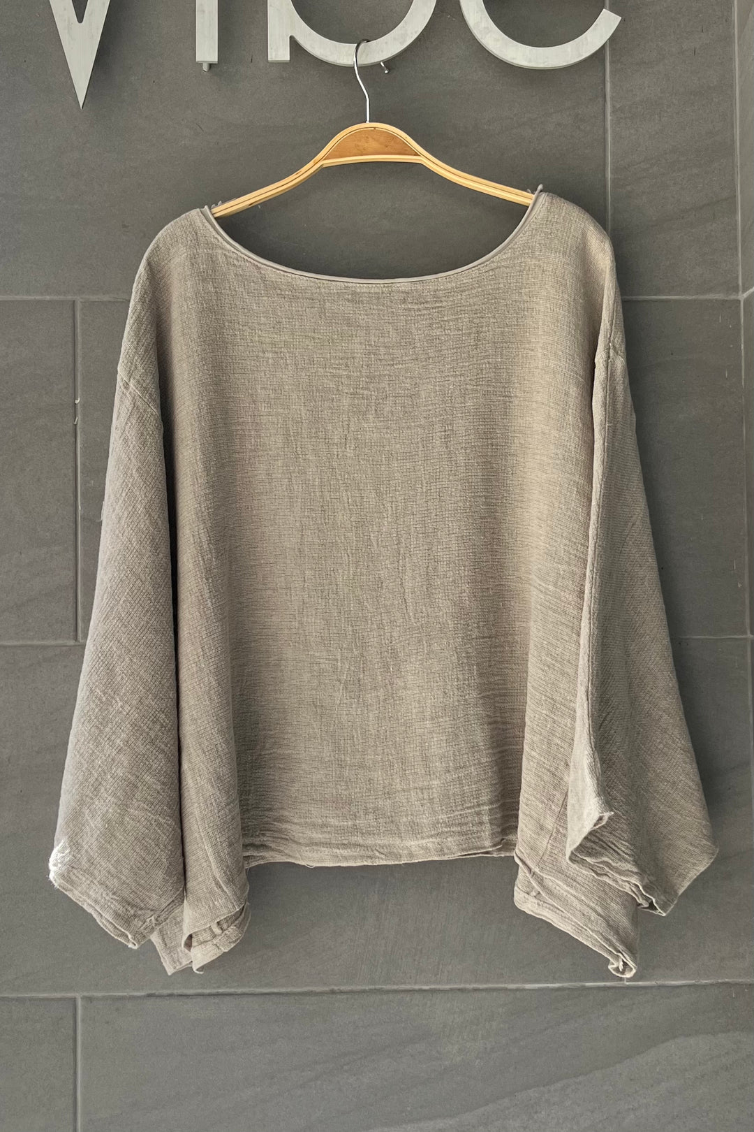 Meo Linen Boxy Dolman Tee (Taupe)
