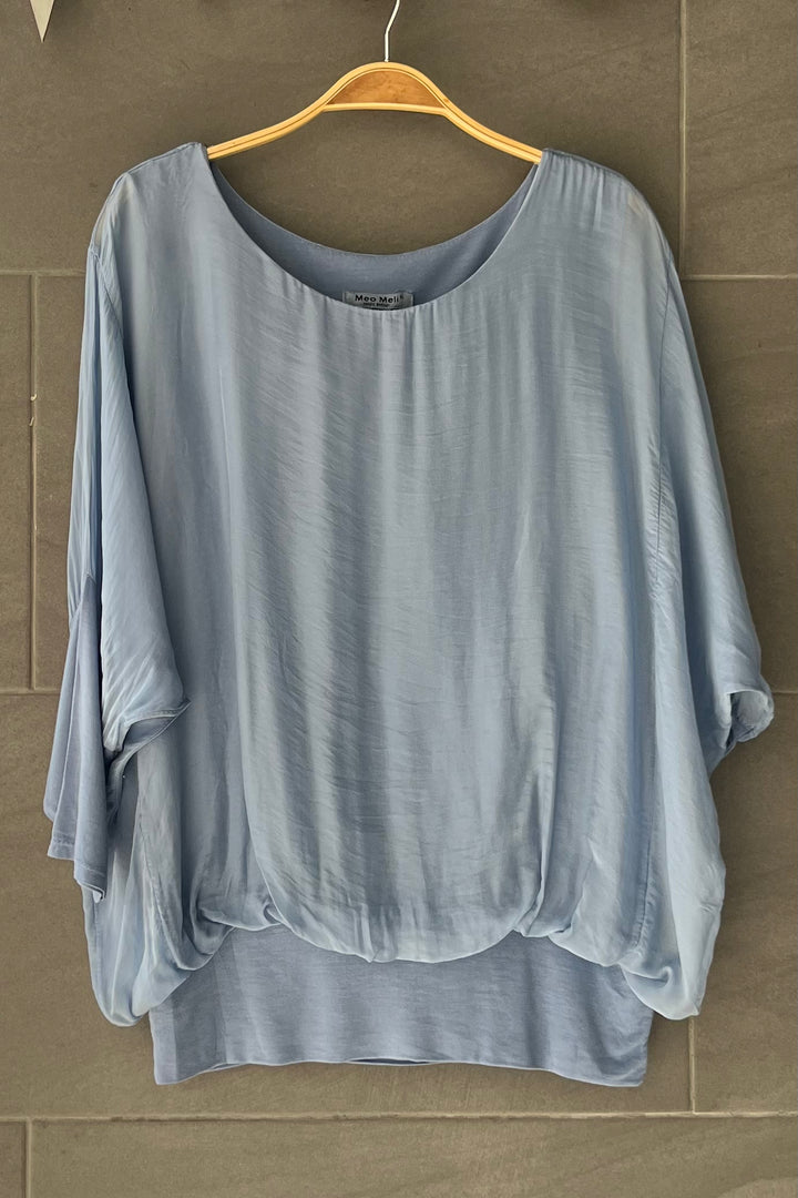 Meo Silk Banded Top (Denim)