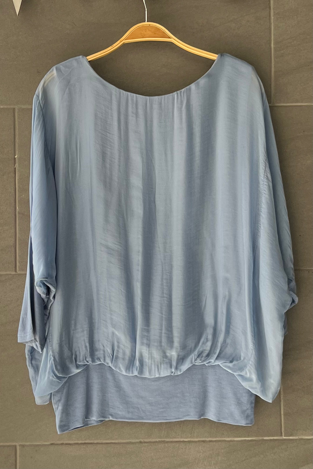 Meo Silk Banded Top (Denim)