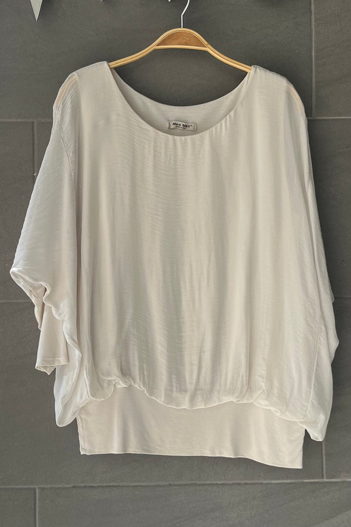 Meo Silk Banded Top (Beige)