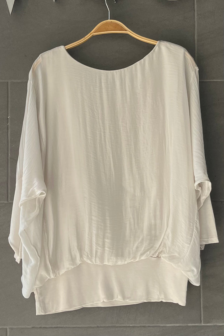 Meo Silk Banded Top (Beige)