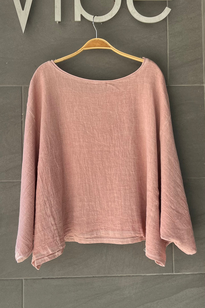 Meo Linen Boxy Dolman Tee (Pink)