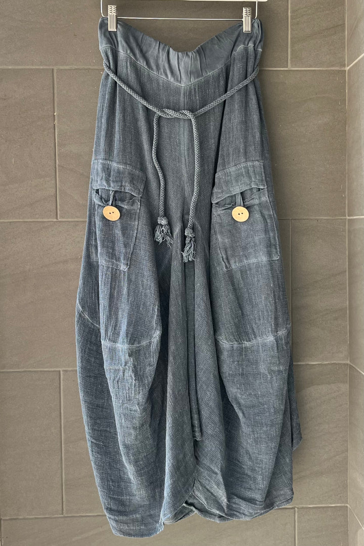 Meo Linen Cargo Skirt (Navy)