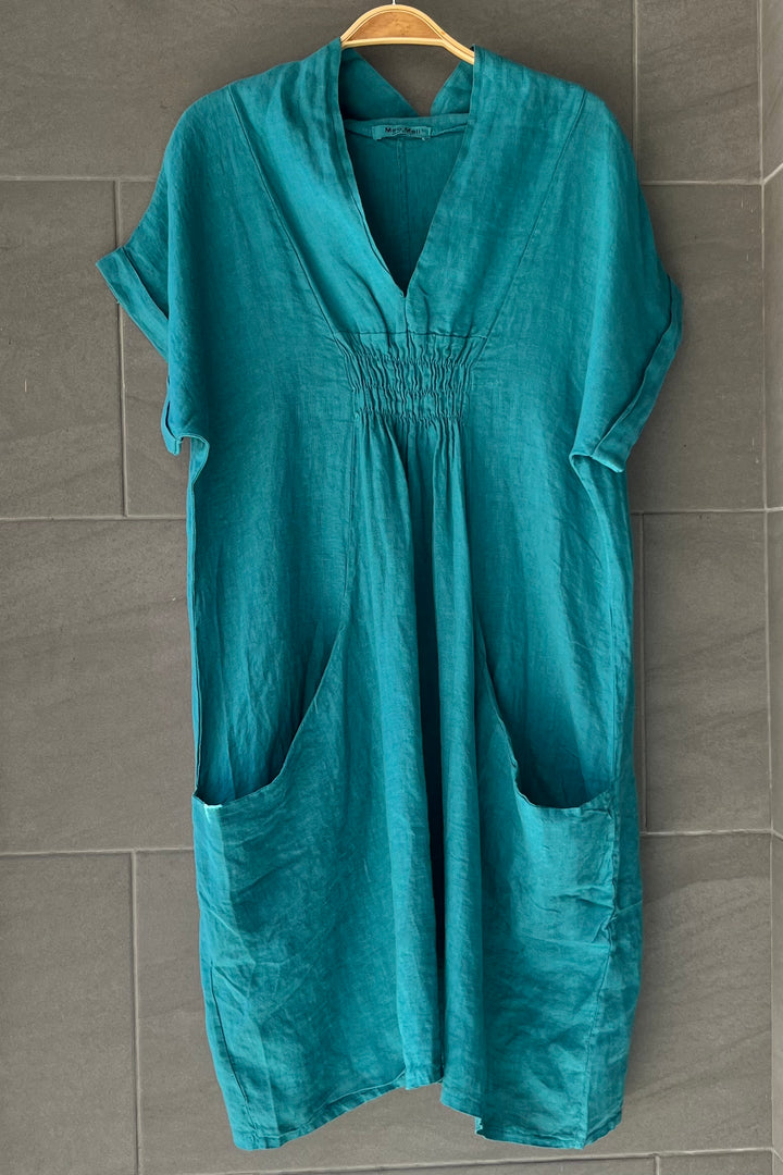 Meo Linen Pocket Dress (Ocean Blue)