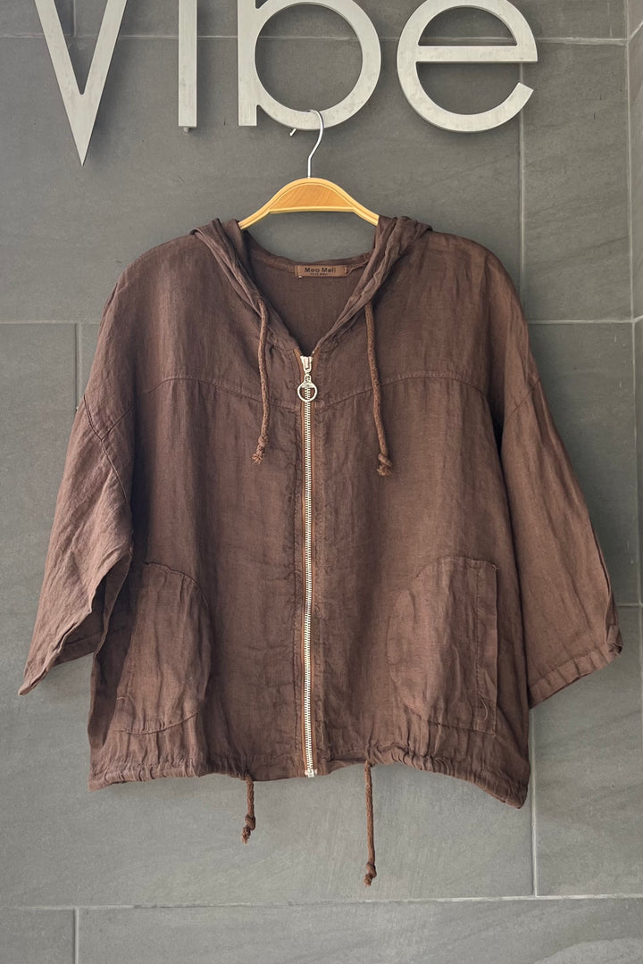 Meo Linen Bomber Jacket (Coffee)