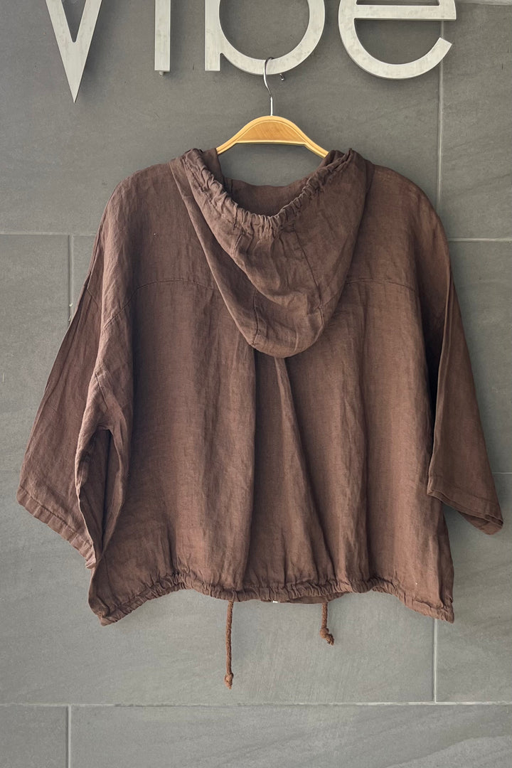 Meo Linen Bomber Jacket (Coffee)