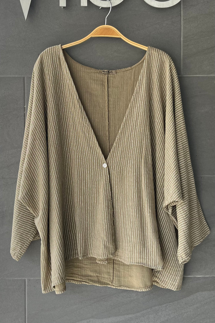 Meo Cotton Vittoria Top (Striped Taupe)