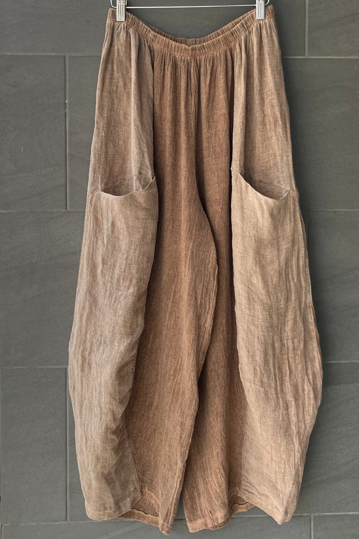 Meo Linen Barrel Pant (Brown)