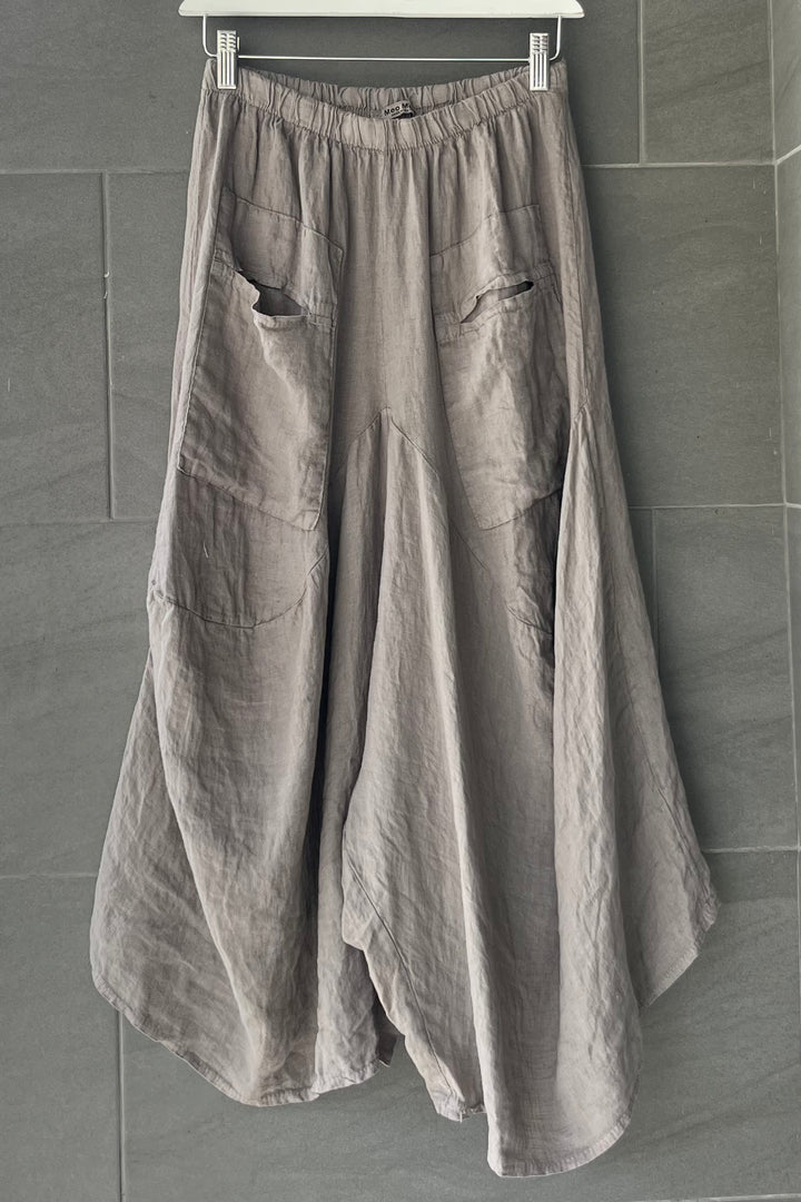 Meo Linen Crop Harem Pants (Taupe)