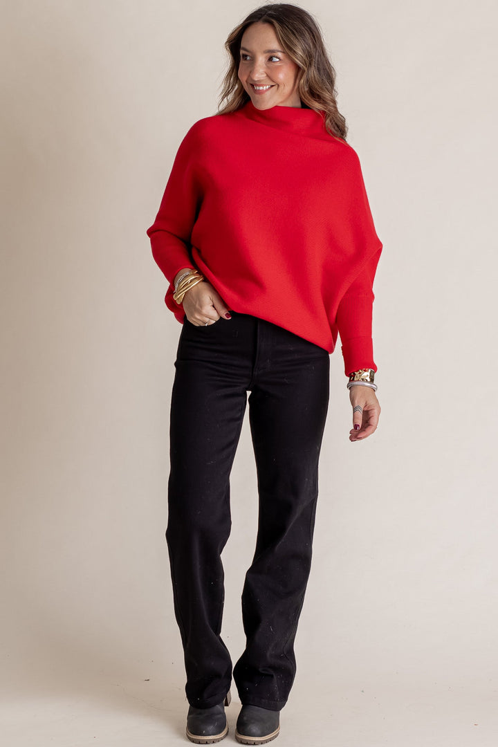 Zen Rib Dolman Sweater (Ruby)