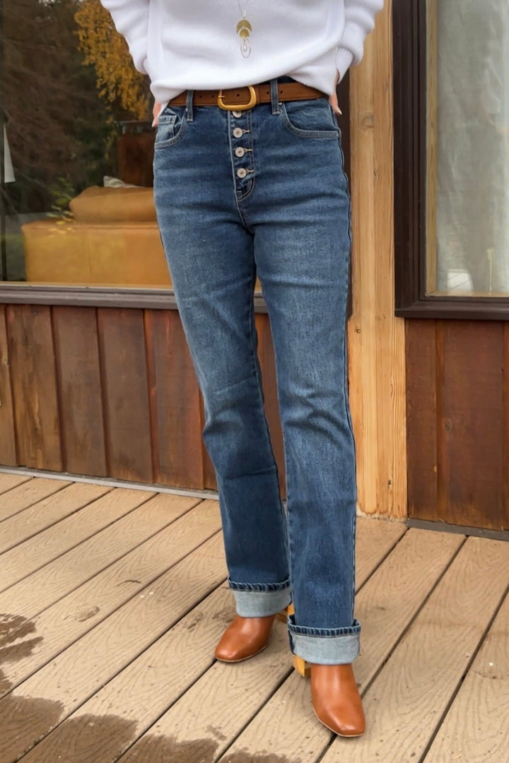 Kancan Button Slim Bootcut Jean