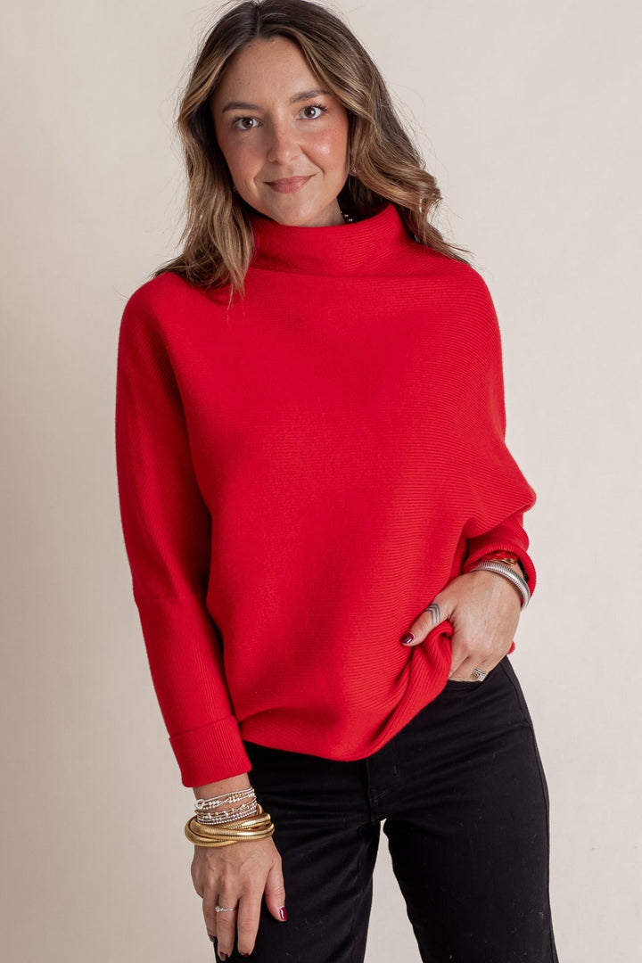 Zen Rib Dolman Sweater (Ruby)