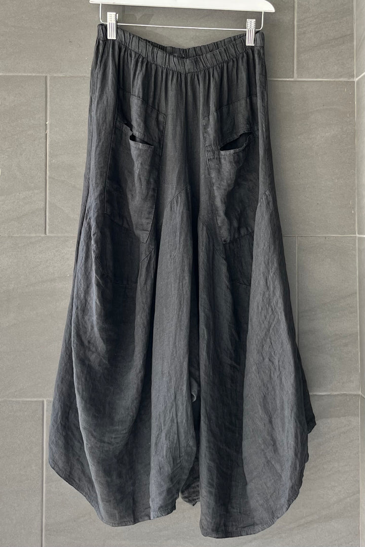 Meo Linen Crop Harem Pants (Charcoal)